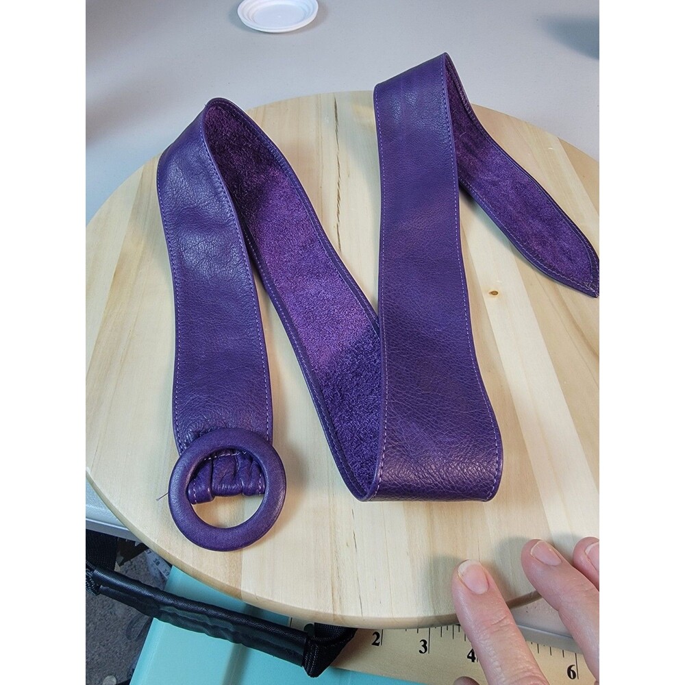 Cuoiofficina Firenze Purple Women’s Wide Waist Belt Round Buckle Adjustable - Picture 13 of 16